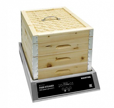 Пароварка настольная с квадратными деревянными корзинами Kocateq ES4WS купить в Екатеринбурге